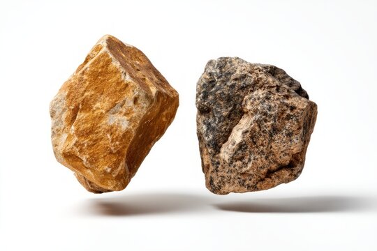 Comparison of Smooth and Rough Stone Friction in Sliding Motion on a White Background
