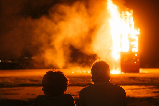 People Watching Algiers Holiday Bonfire New Orleans, Louisiana