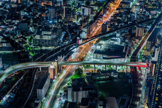 Osaka City Panorama at Dusk