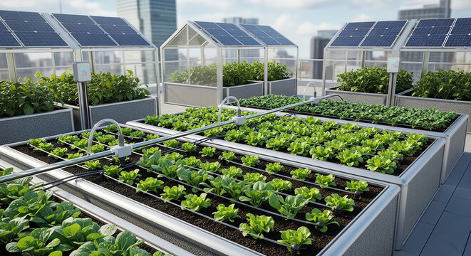 Vibrant green plants and flowers thrive under cultivation within the glasshouse interior of a modern horticulture nursery dedicated to sustainable agriculture and crop growth