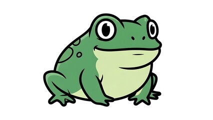 Naklejka premium Cartoon Green Frog Illustration Isolated White.