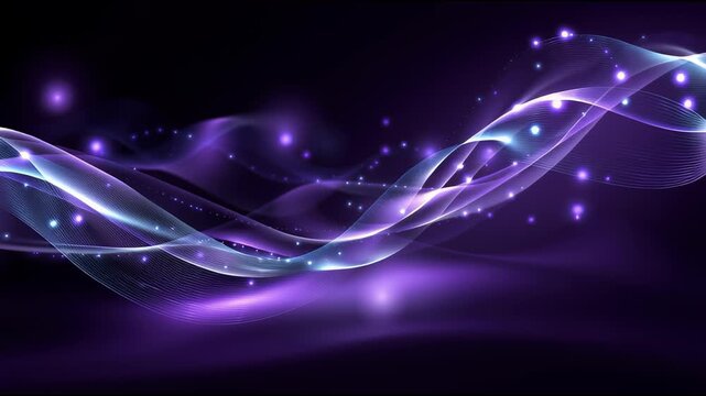 Abstract wave background machine learning visual energy glow in motion with purple gradient light particle flow dreamy fantasy curve design