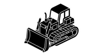 Heavy Duty Bulldozer Construction Vehicle Isometric View.