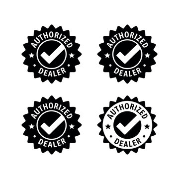 Four authorized dealer logos with checkmarks on a white background