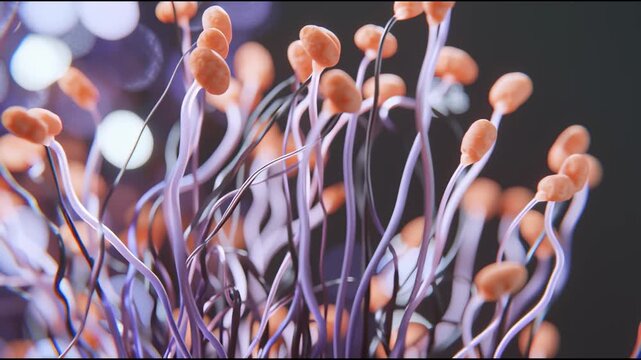 Abstract machine learning visual organism with tentacle growth and organic structure in dreamy bokeh background macro depth focus digital art concept
