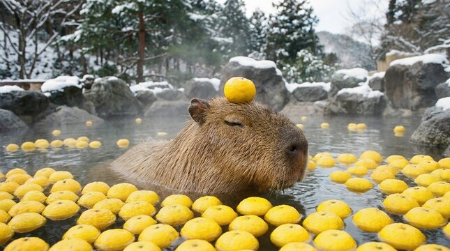 Capybara in Yuzu Hot Spring(柚子湯に浸かるカピバラ)