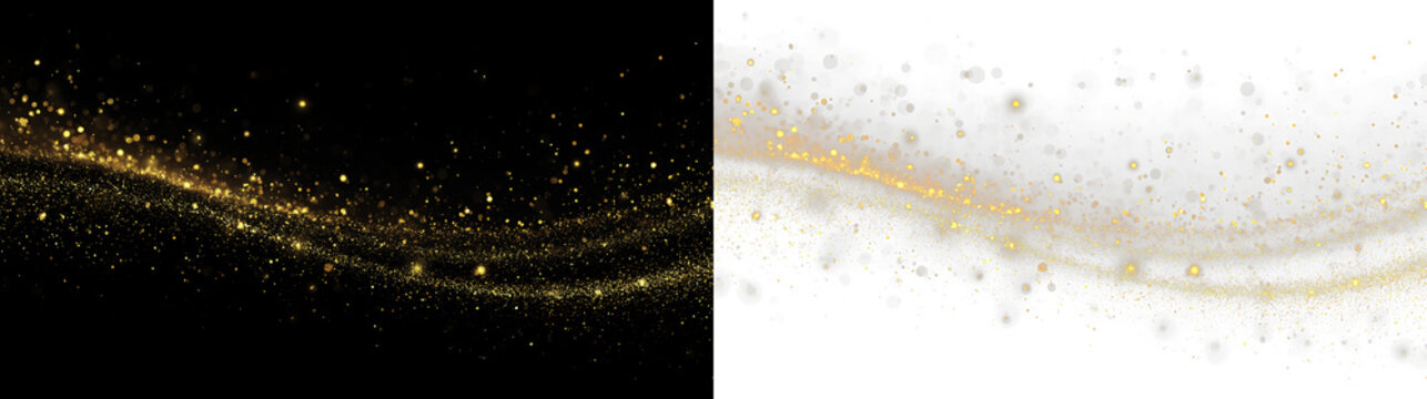 Sparkling gold dust flowing across a transparent background during a creative design session