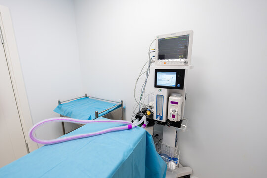 Veterinary operating room preparing for animal surgery