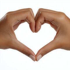 Obraz premium Hands Forming Heart Shape on White Background