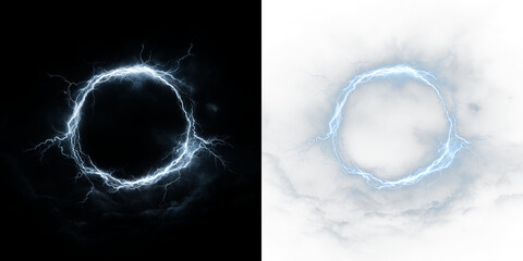 Naklejka premium Lightning ring on a transparent background with a dark and light side