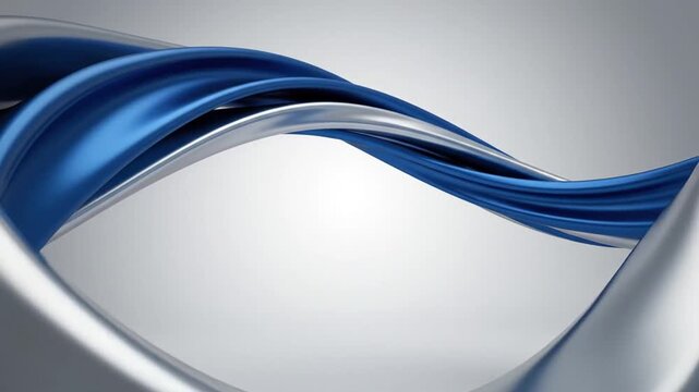 Abstract blue and silver intertwining waves on grey background