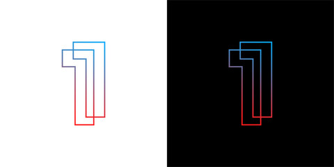 Obraz premium Logo Concept Number One to Zero with Modern Gradient Line Art