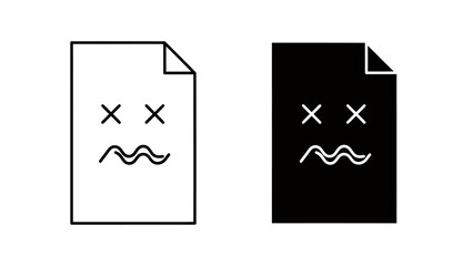 Two Document Icons with Simple Facial Expressions in White and Black Contrast Illustration.