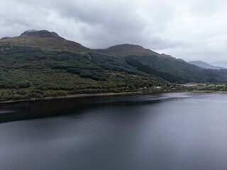 A view of Ben lomond on the shore of loch lomomd in Scotland 