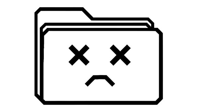 Illustration of a sad folder icon indicating missing files or error in a digital repository.