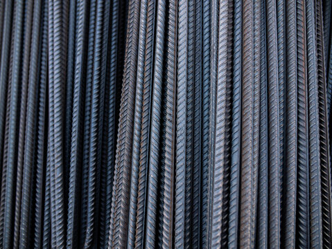 Steel reinforcement bars close-up