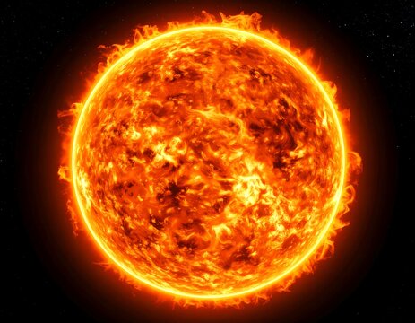 A vibrant cosmic orb, a fiery celestial body with glowing coronal emissions set against the vast, star-speckled darkness of space