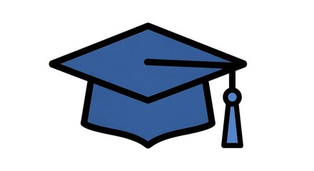 Blue Graduation Cap with Tassel Illustration.