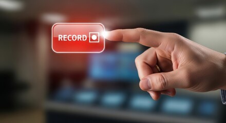 Hand pressing a virtual Record button, representing documentation and archiving important sessions.