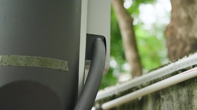High power fast charging cable connected to BYD charging station. China