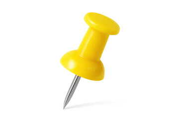 Yellow push pin creating a reminder or location marker