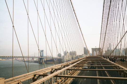 Brooklyn Bridge Cables and Manhattan Skyline