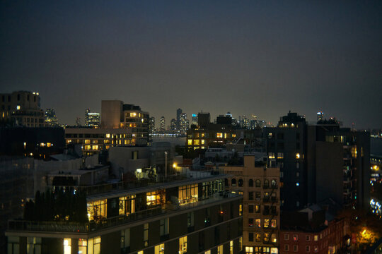 New York City Urban resident area at night