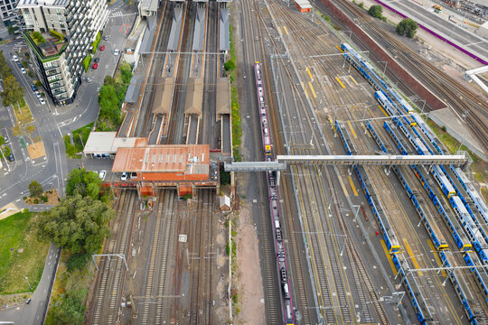 Overview of a busy urban metro railway station