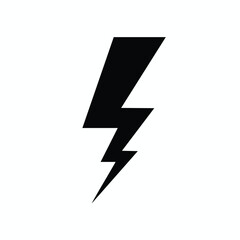 Black Lightning Bolt Icon on White Background