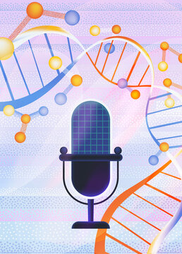Medical podcast microphone with DNA molecules
