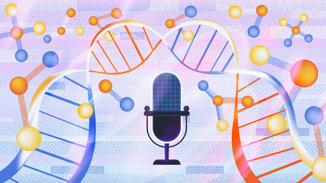 Microphone and DNA Illustration for Science Podcast