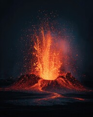 A volcanic eruption caused lava to cascade down the mountainside like water, spreading out to form rivers