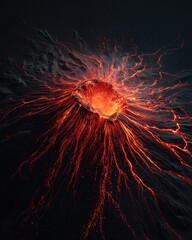 A volcanic eruption caused lava to cascade down the mountainside like water, spreading out to form rivers