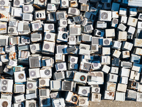 Junked AC Units at E-Waste Recycling Center