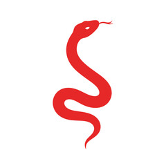 Fototapeta premium Vibrant Red Serpent Icon Vector Illustration. Stylized minimalist snake graphic symbol in a sleek coiled design, perfect for branding, logos, and mystical themes on a white background