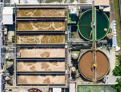 Aerial View of Industrial Wastewater Treatment Plant