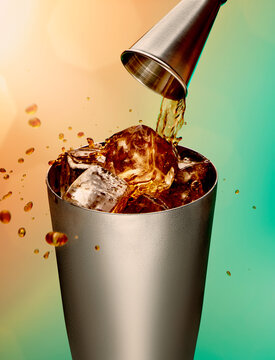 Pouring coffee into the shaker