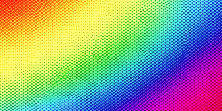 Abstract colorful rainbow background featuring a digital halftone dot pattern and vibrant wave textures for a modern vector illustration wallpaper design