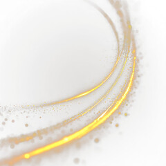 Bright golden lines swirl on a transparent background creating a simple abstract design with motion and light © denzelll