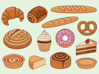 Assortment of Delicious Baked Goods and Pastries.