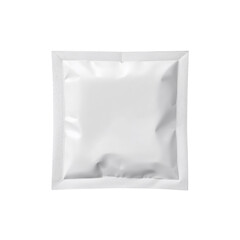 Naklejka premium A small square white sealed plastic bag on a black background
