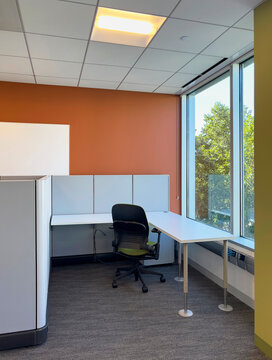 Empty chair office cubicle nobody