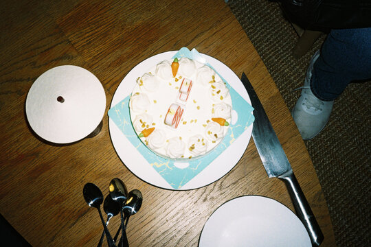 birthday carrot cake top view
