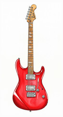 Naklejka premium Electric guitar musical instrument watercolor illustration isolated on white background for rock and blues music