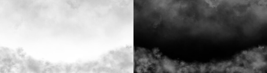 Fototapeta premium PNG image of White and Black Smoke Cloud Overlays Set isolated on Transparent Background