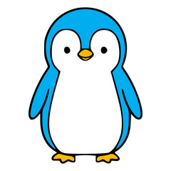 Obraz premium Cute Blue Penguin Cartoon Character Illustration for Kids Education and Nursery Wall Art Decoration Design