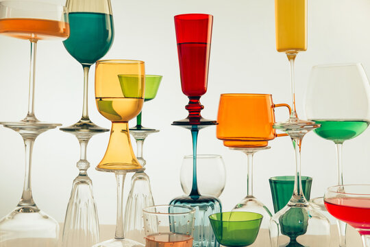 Colourful cocktail glasses