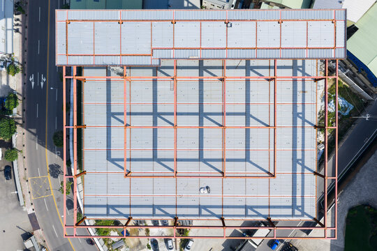 Aerial View Industrial Factory Construction Site