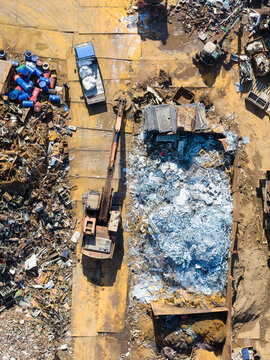 Aerial View of Industrial Metal Recycling Facility