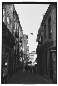 Narrow Urban Street Scene on Film